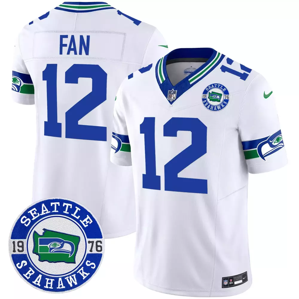 12th fan white mens seattle seahawks throwback est 1976 patch game jersey all stitched