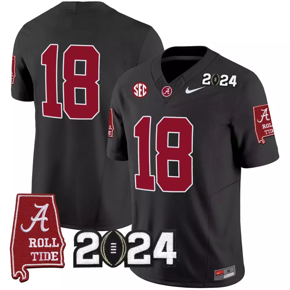 18 champs black mens alabama crimson tide 2024 vapor limited jersey all stitched