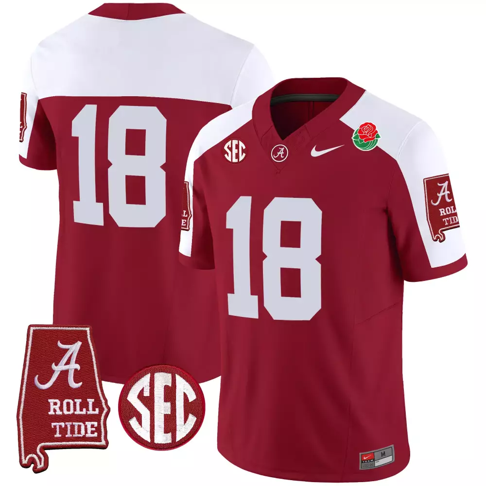 18 champs crimson alternate mens alabama crimson tide rose bowl patch vapor jersey all stitched