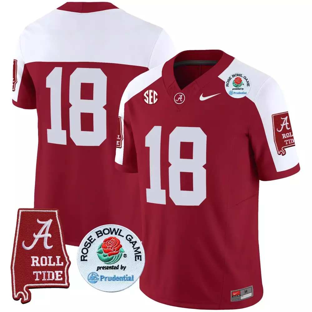 18 champs crimson alternate mens alabama crimson tide rose bowl patch vapor jersey all stitched