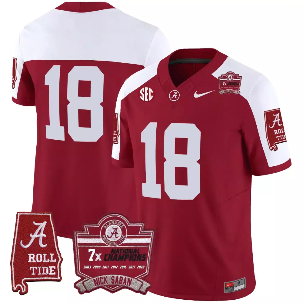 18 champs crimson alternate youths alabama crimson tide nick saban 7x champions patch vapor jersey all stitched