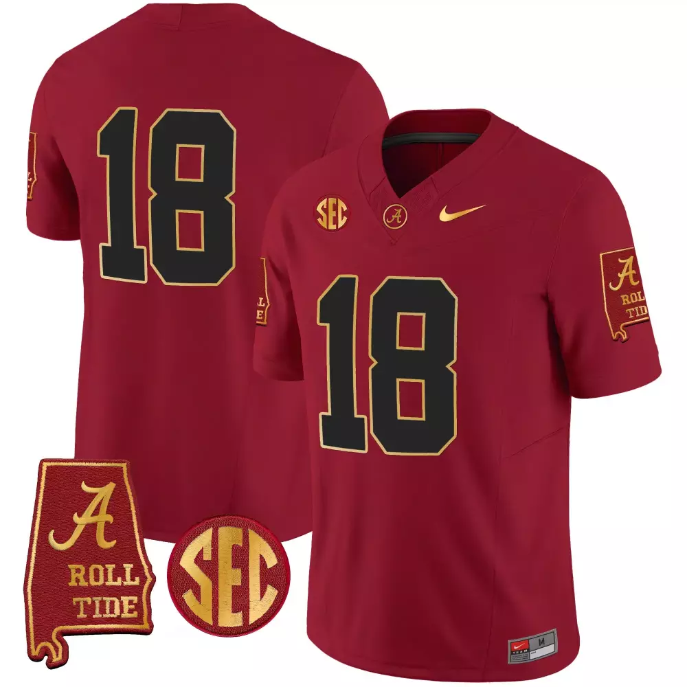 18 champs crimson mens alabama crimson tide gold trim vapor jersey v3 alabama map all stitched