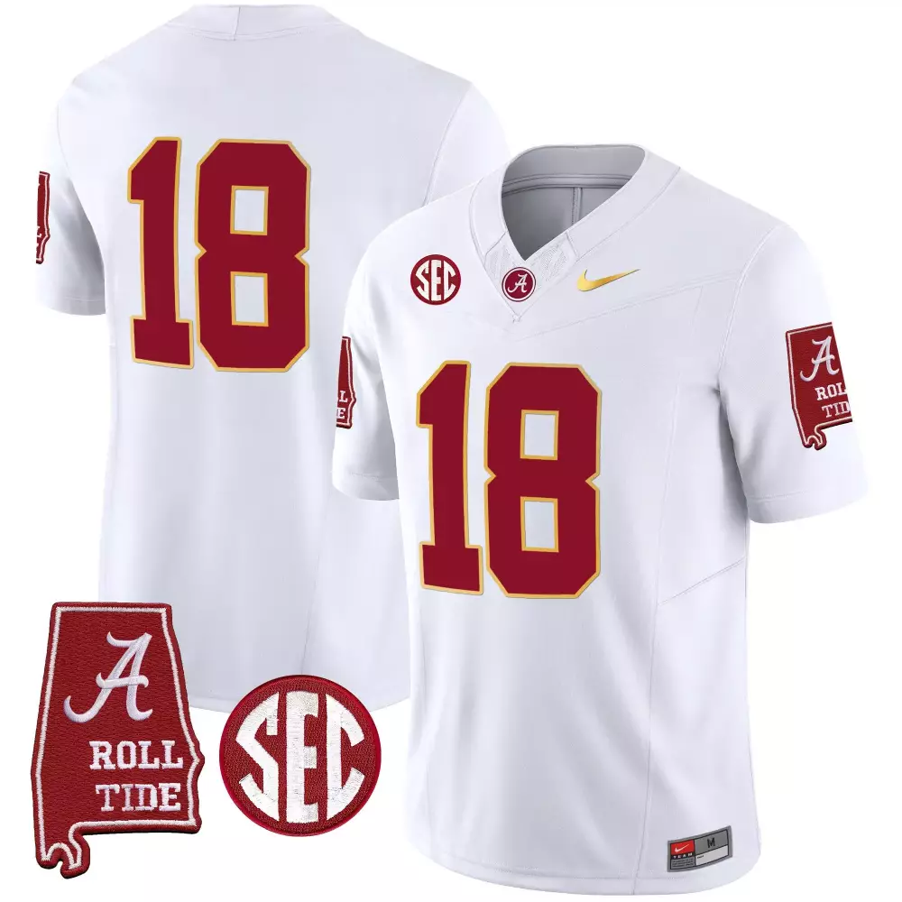 18 champs white mens alabama crimson tide gold trim vapor jersey alabama map all stitched