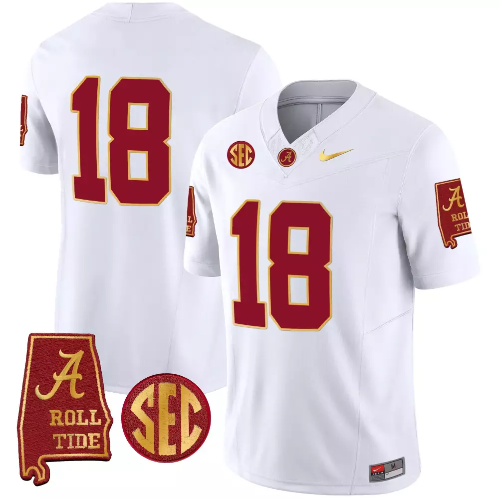 18 champs white mens alabama crimson tide gold trim vapor jersey alabama map all stitched