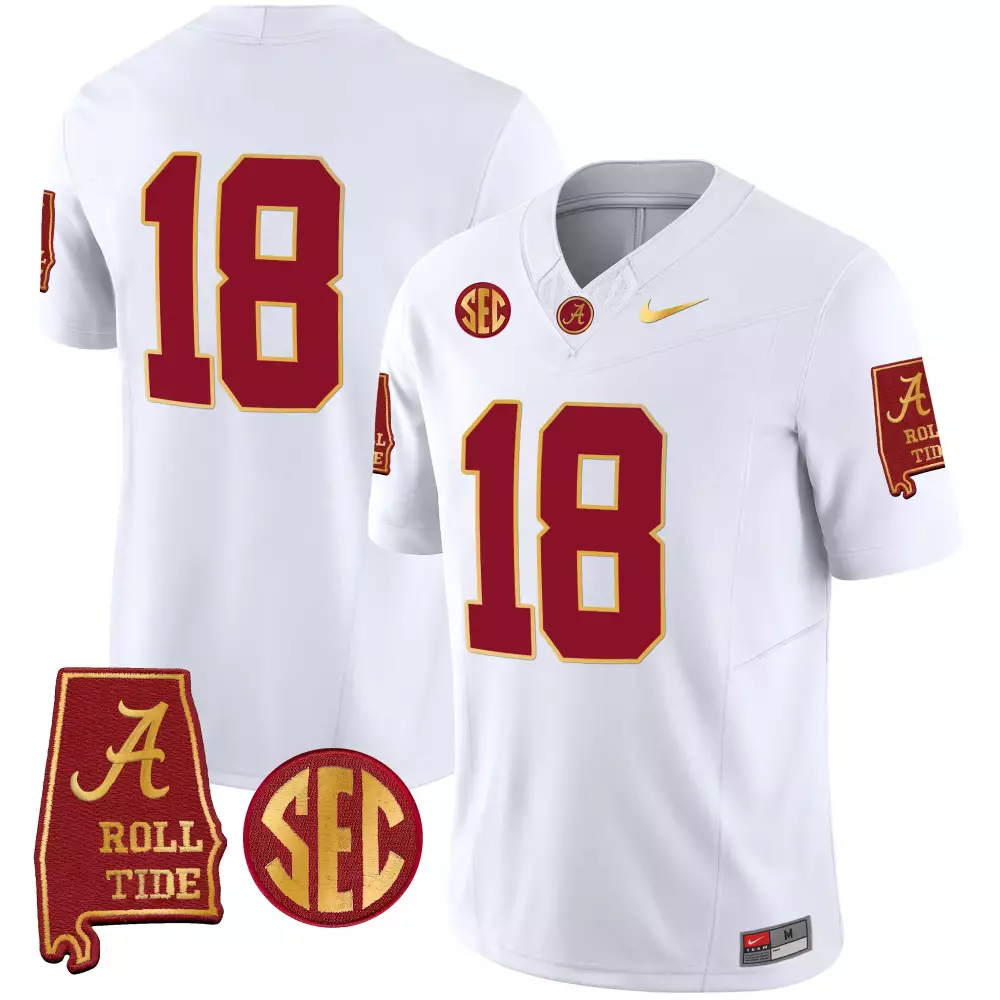 18 champs white mens alabama crimson tide gold trim vapor jersey alabama map all stitched