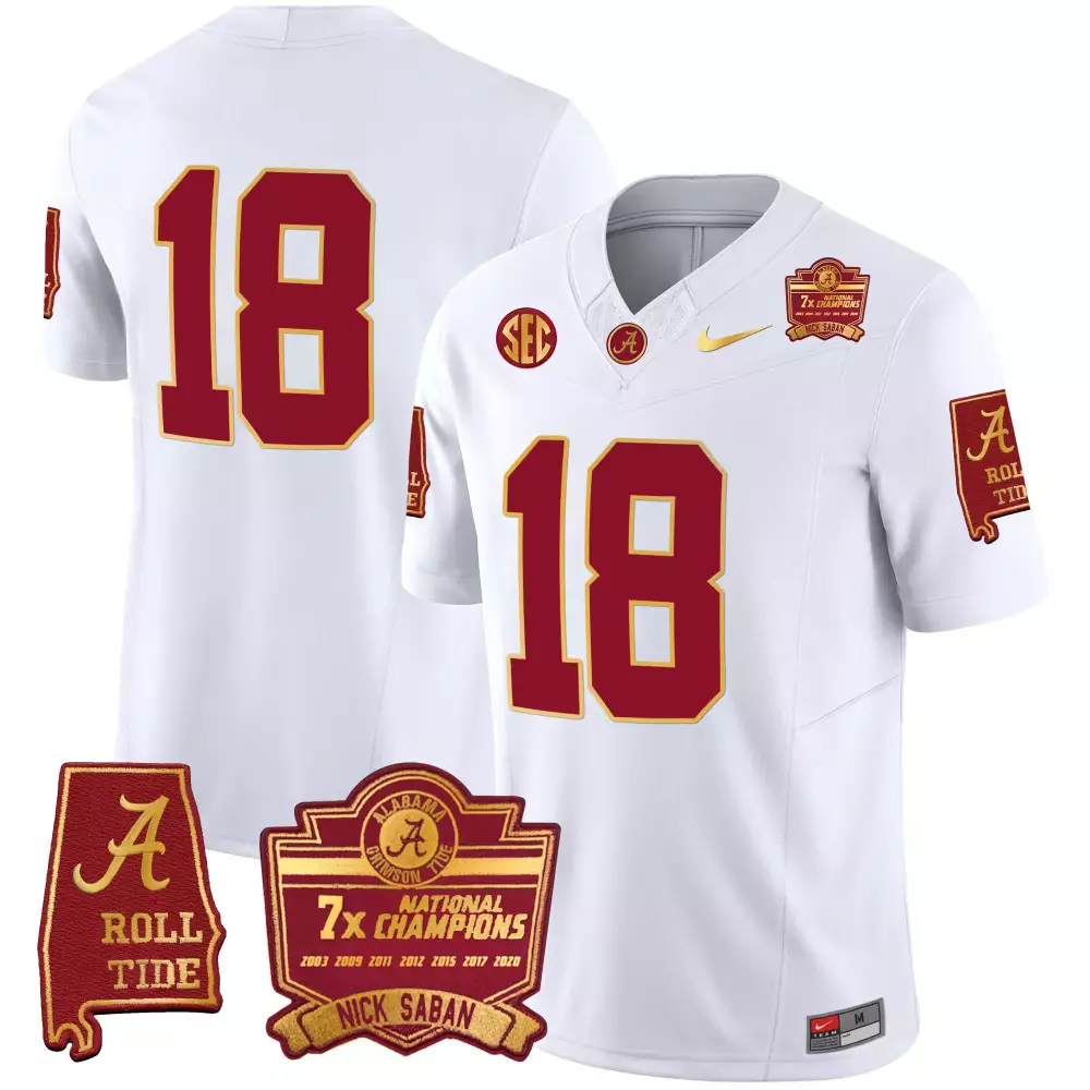 18 champs white mens alabama crimson tide gold trim vapor jersey alabama map all stitched