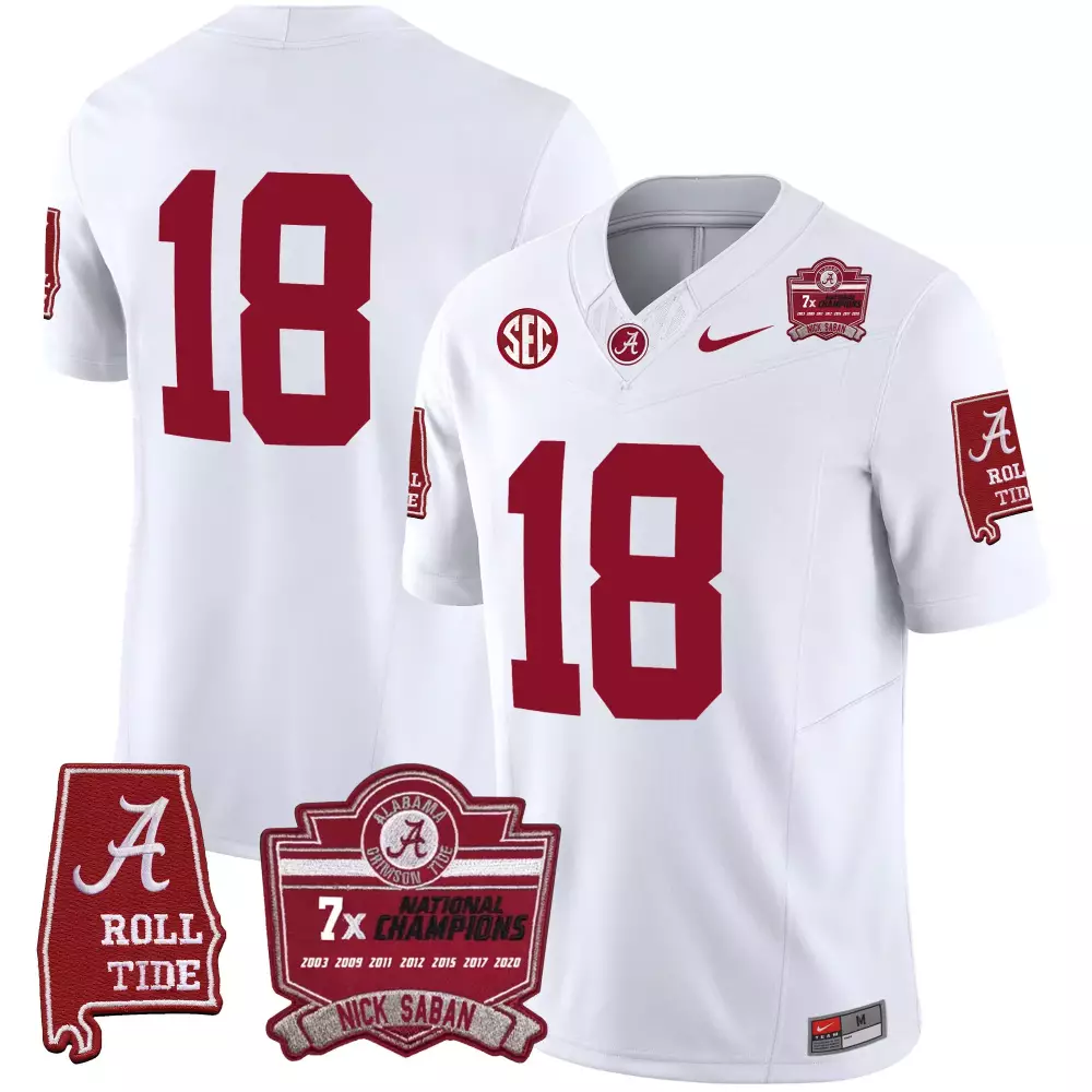 18 champs white mens alabama crimson tide gold trim vapor jersey alabama map all stitched