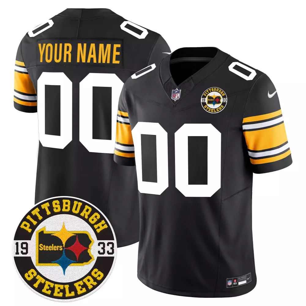 1975 Throwback Youth Pittsburgh Steelers Vapor Jersey | 2024 Limited Edition with Est 1933 Patch | Custom Fan Gear | For Men, Women & Youth