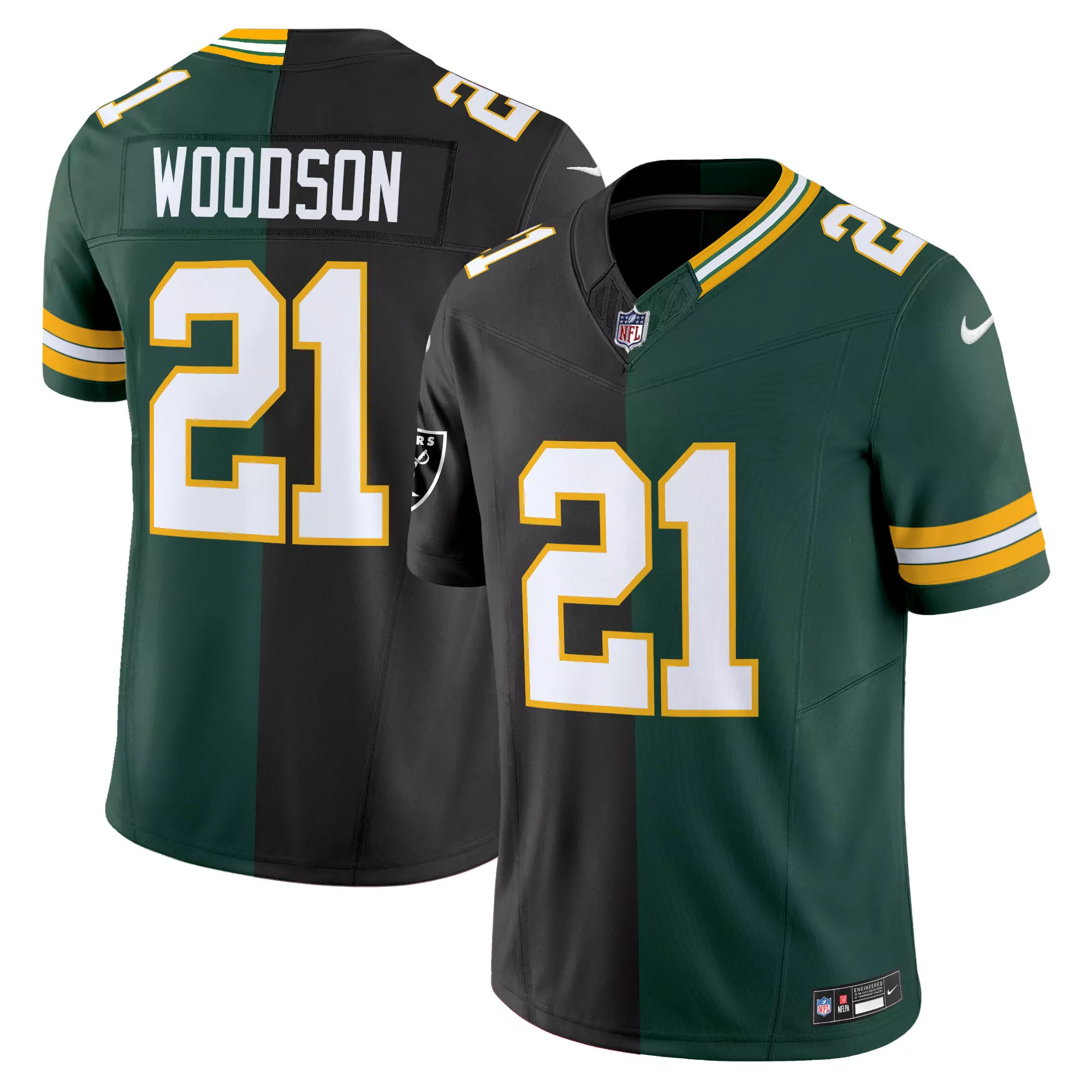 21 raiders packers men charles woodson green bay packers split vapor limited jersey all stitched