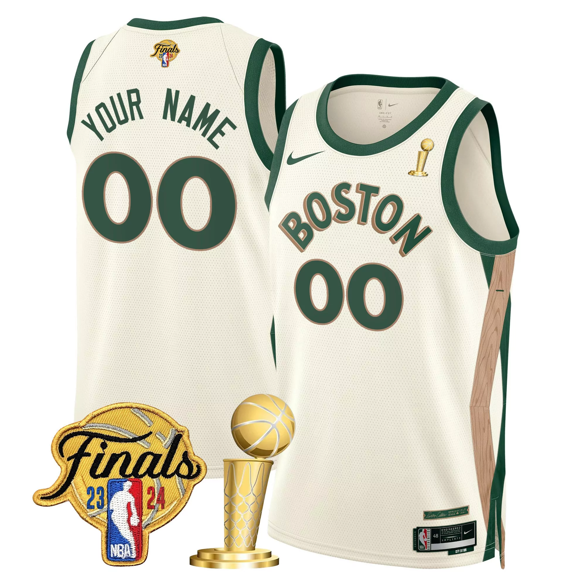 2324 city men boston celtics 2024 final champions patch swingman custom jersey all stitched