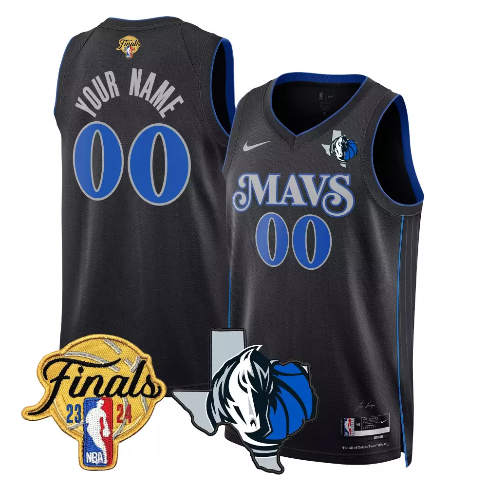 2324 city men dallas mavericks 2024 finals texas patch swingman custom jersey all stitched
