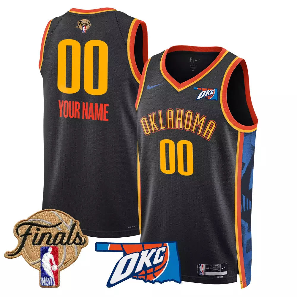 1 team black gold mens oklahoma city thunder 202425 city edition swingman jersey all stitched