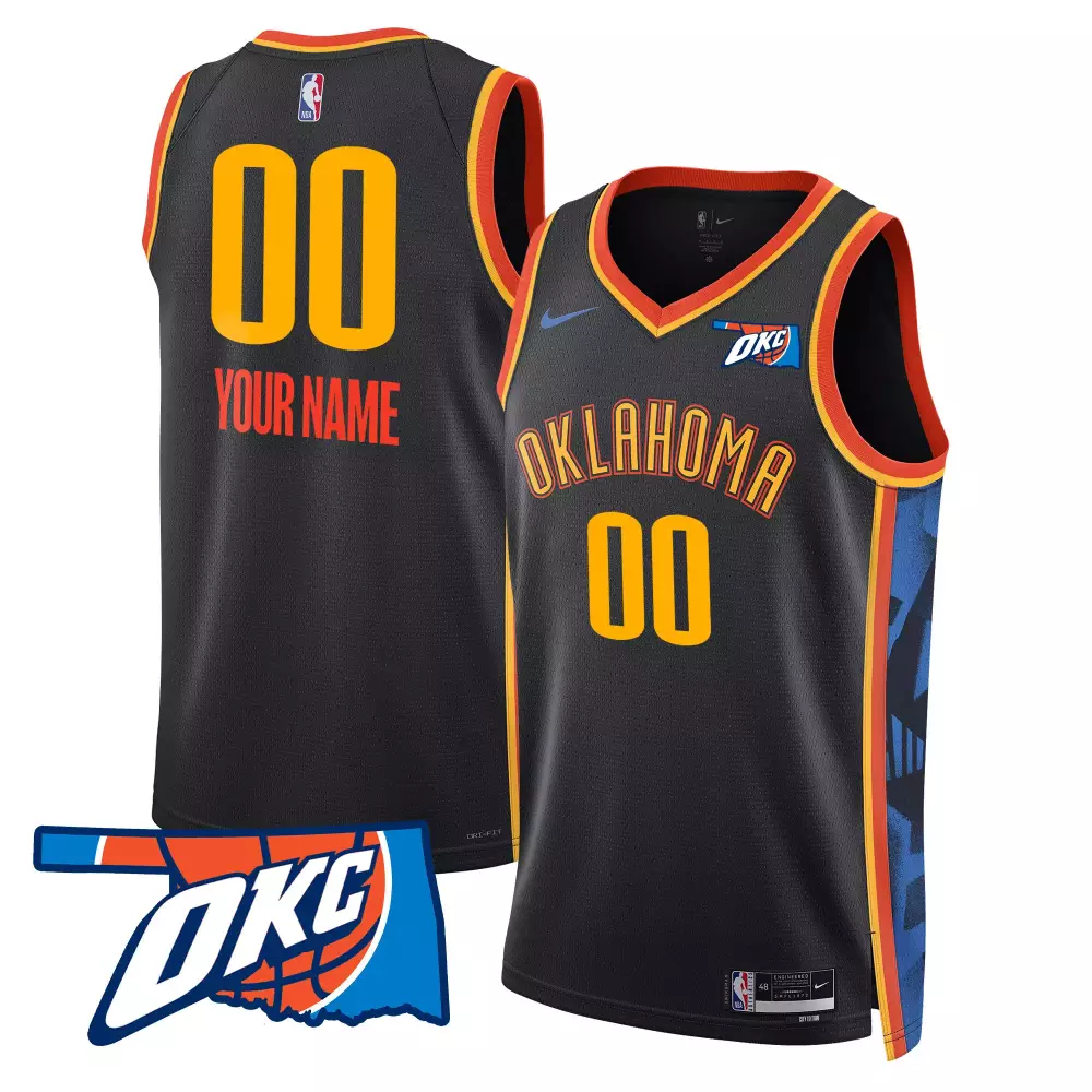 1 team black gold mens oklahoma city thunder 202425 city edition swingman jersey all stitched