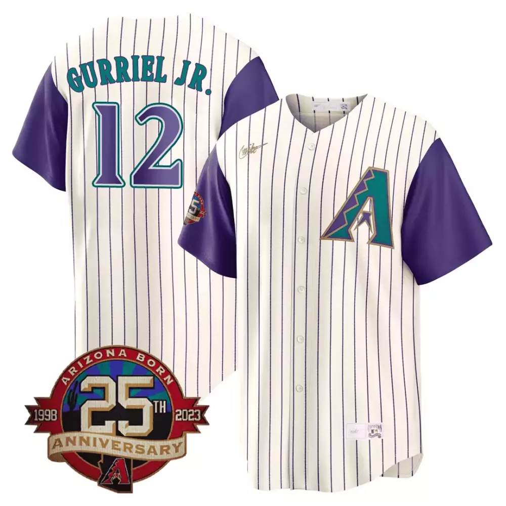 25th anniversary patch lourdes gurriel jr mens arizona diamondbacks throwback jersey 25th anniversary patch all stitched