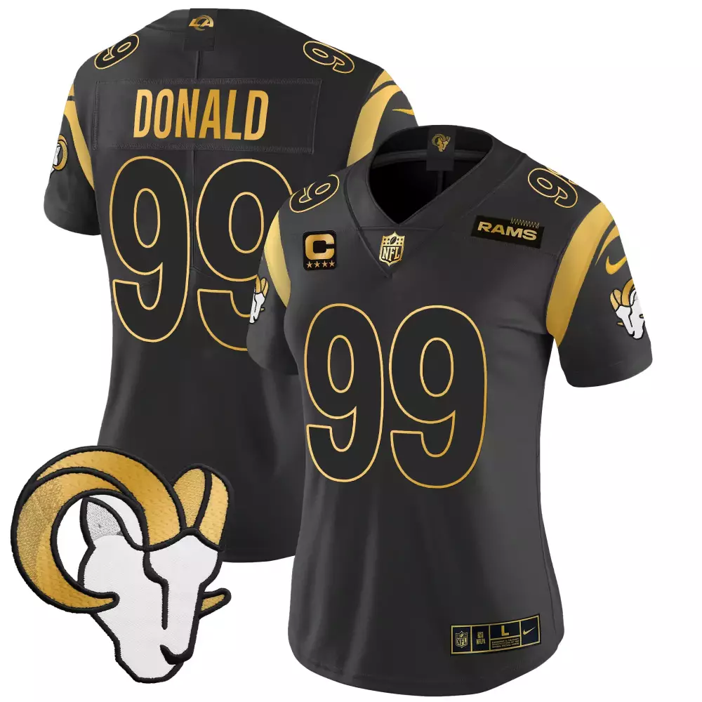 aaron donald black gold mens los angeles rams white gold black gold jersey all stitched