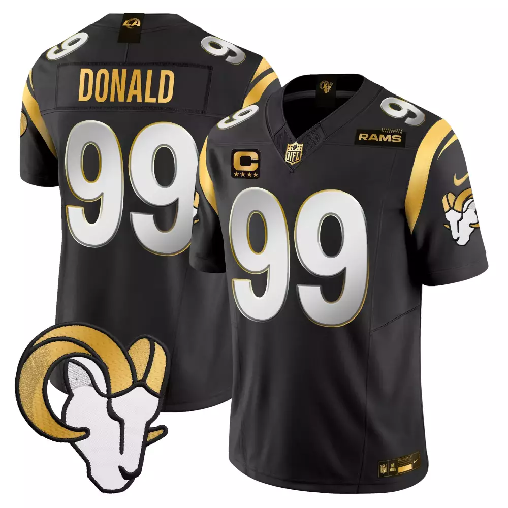 aaron donald black gold mens los angeles rams white gold black gold jersey all stitched