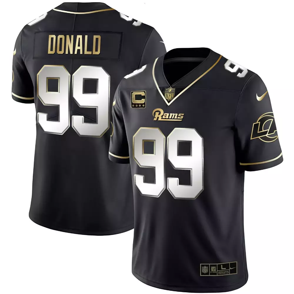 aaron donald black gold mens los angeles rams white gold black gold jersey all stitched