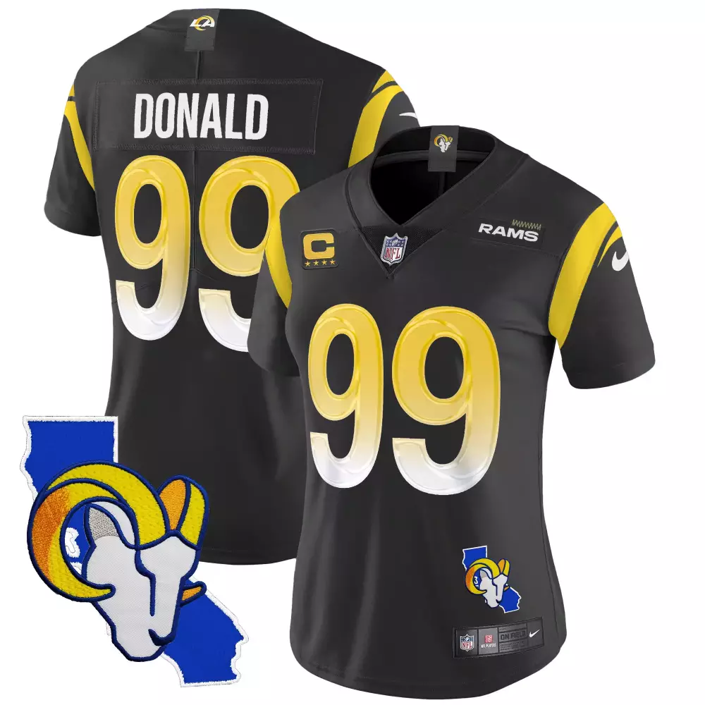 aaron donald black womens los angeles rams 2024 nfc west division champions vapor limited jersey all stitched