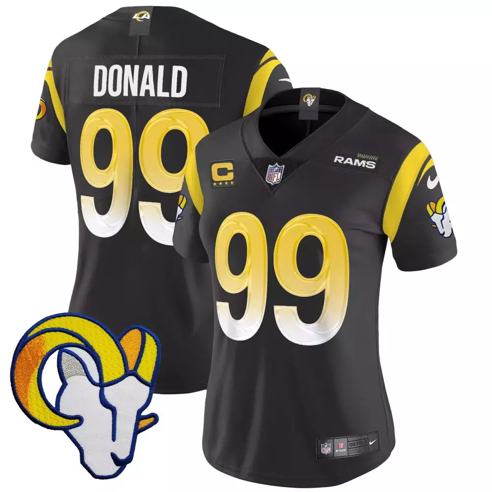 aaron donald black womens los angeles rams 2024 nfc west division champions vapor limited jersey all stitched