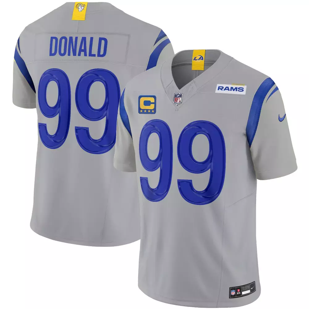 aaron donald gray mens los angeles rams california patch vapor limited jersey all stitched