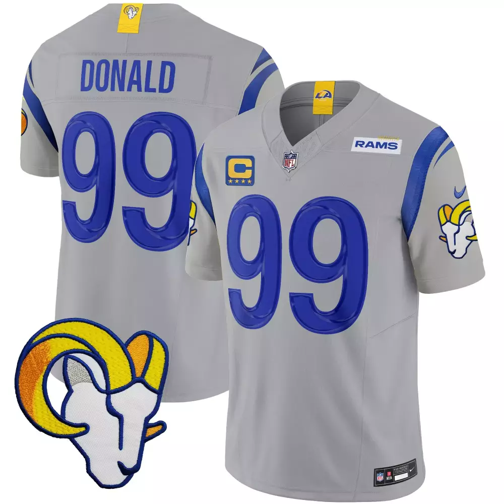 aaron donald gray mens los angeles rams california patch vapor limited jersey all stitched
