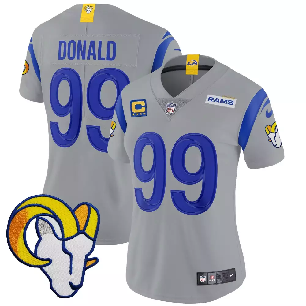 aaron donald gray womens los angeles rams vapor limited jersey v2 all stitched