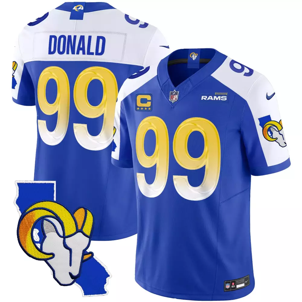 aaron donald royal alternate mens los angeles rams california patch vapor limited jersey all stitched