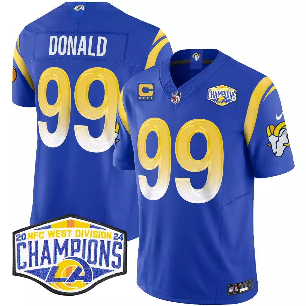 aaron donald royal mens los angeles rams 2024 nfc west division champions vapor limited jersey all stitched