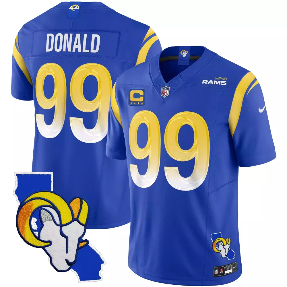 Aaron Donald Los Angeles Rams Men's Royal California Patch Vapor Limited Jersey | Unique Style | For Men, Women & Youth