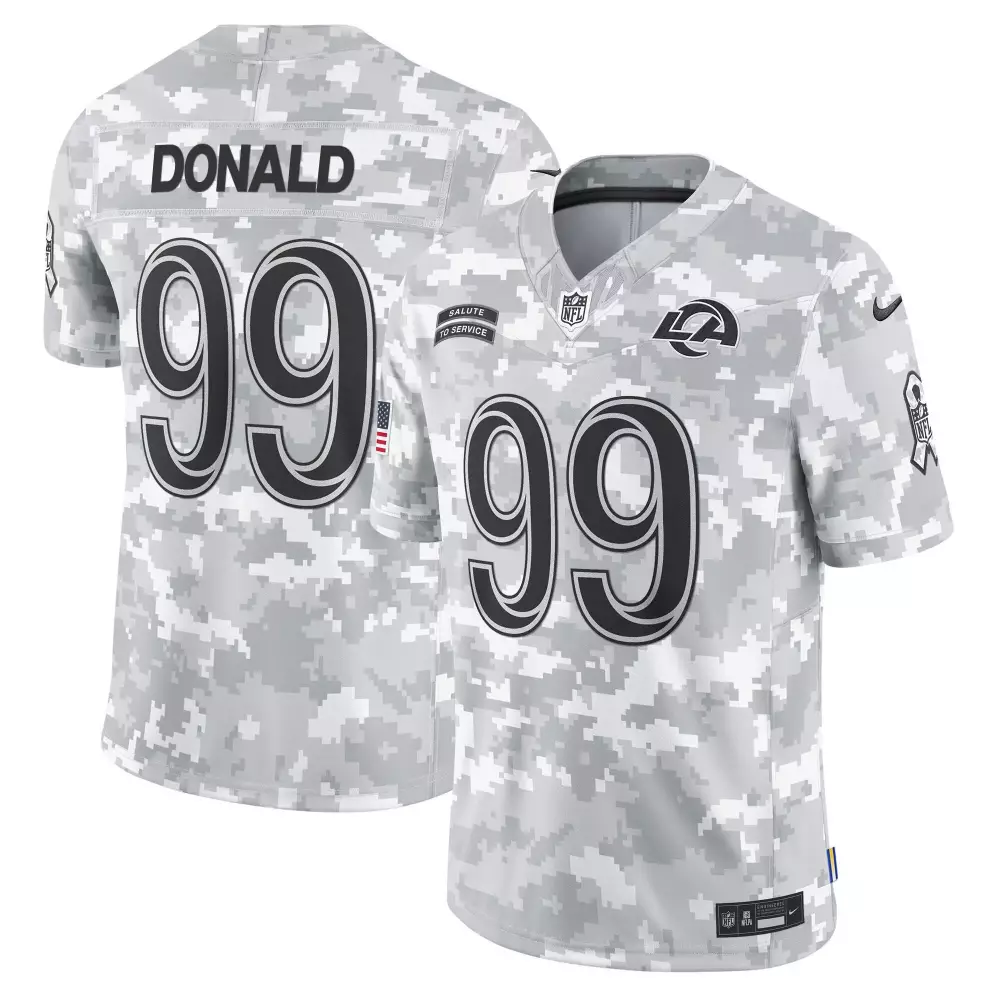 aaron donald youth los angeles rams 2024 salute to service vapor limited jersey arctic camo all stitched