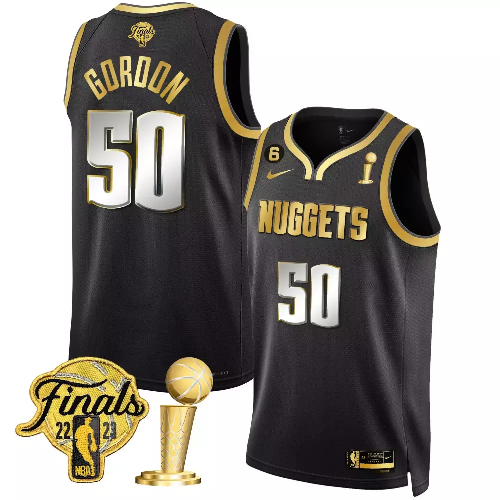 Aaron Gordon Black Limited Finals Champions Patch Gold Jersey | Stitched Denver Nuggets Fan Gear | For Men, Women & Youth