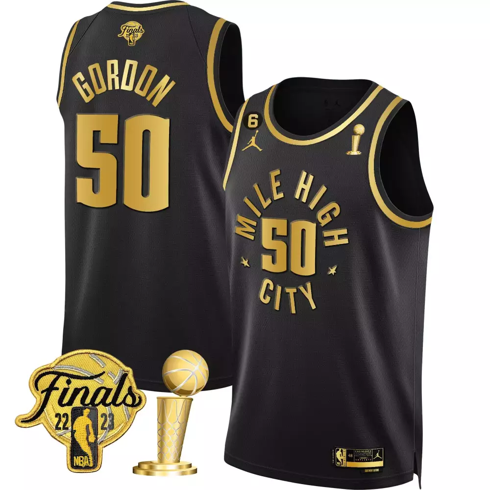 aaron gordon split mens denver nuggets 2023 finals patch black white gold jersey all stitched
