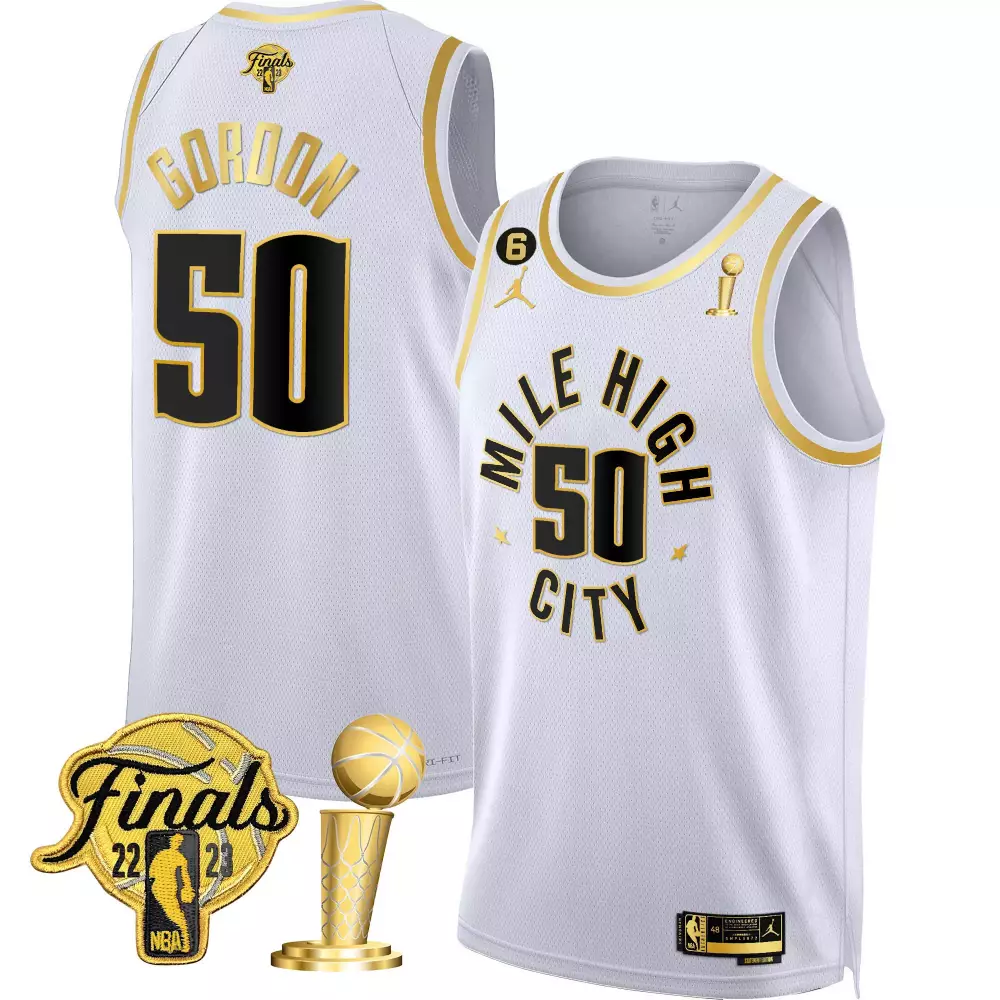 aaron gordon statement white youths denver nuggets 2023 finals champions patch gold jersey all stitched