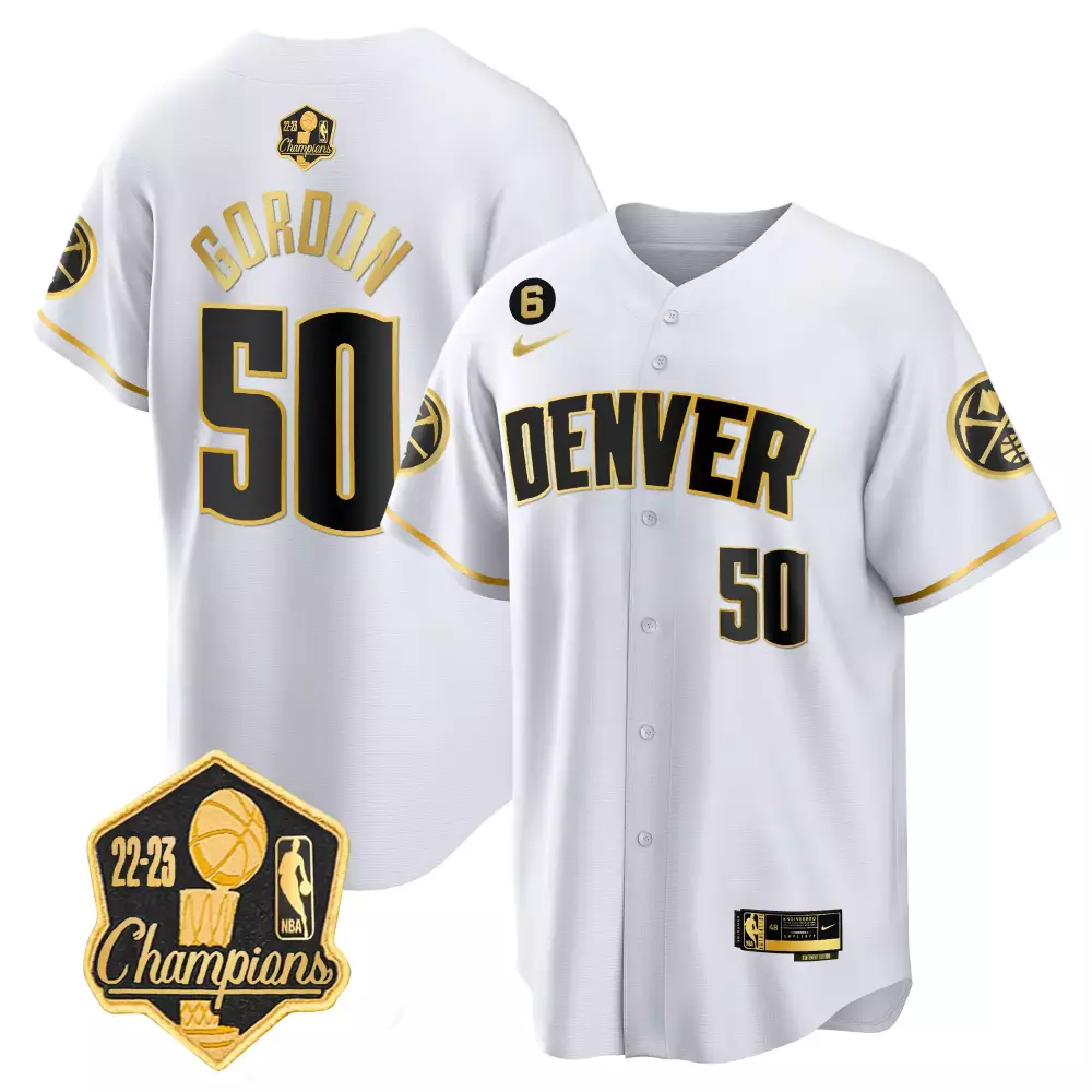 Aaron Gordon Denver Nuggets 2023 Champions Limited Patch Cool Base Jersey | White Gold Stitched | Game Day Outfit | For Men, Women & Youth