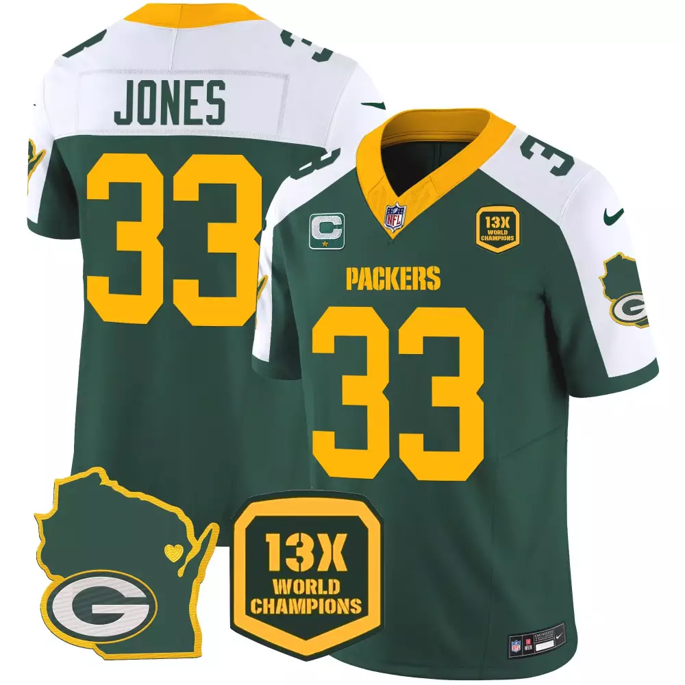 Aaron Jones Green Bay Packers Green Men's Jersey | John Madden Home Patch Game Jersey | Stitched Fan Gear | For Men, Women & Youth