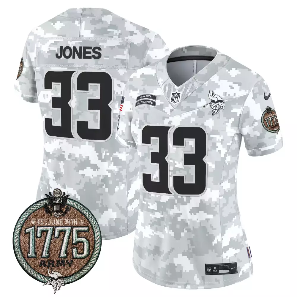 aaron jones army womens minnesota vikings 2024 salute to service establishment year patch vapor limited jersey all stitc