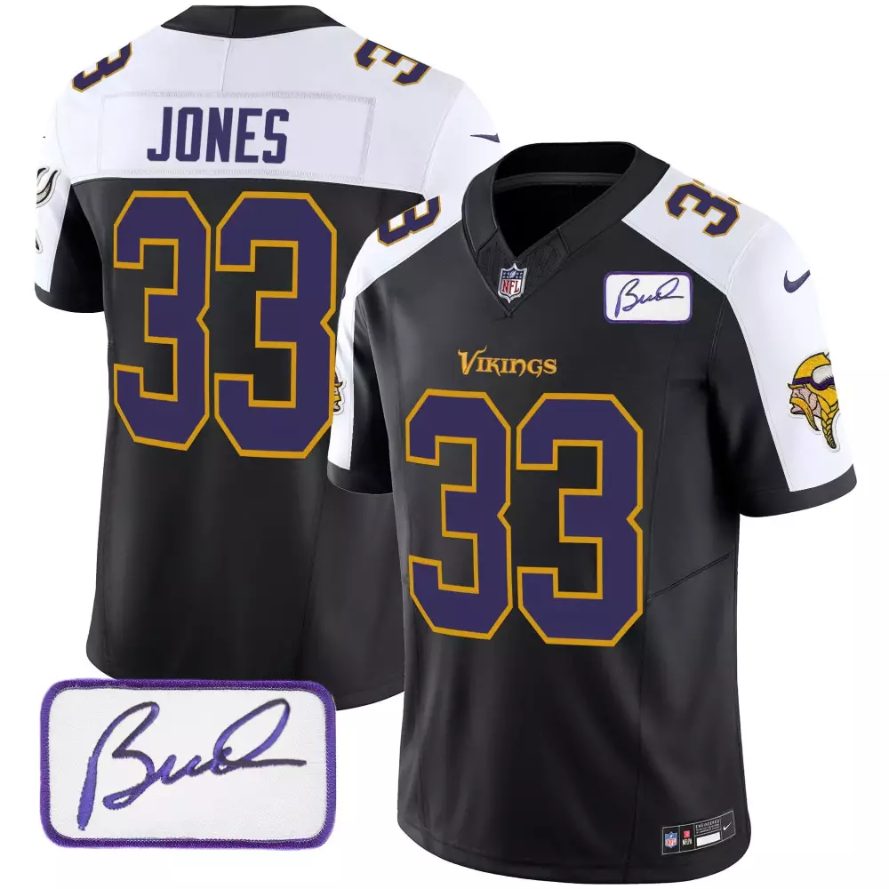 aaron jones black alternate mens minnesota vikings bud grant patch classic limited jersey v3 all stitched