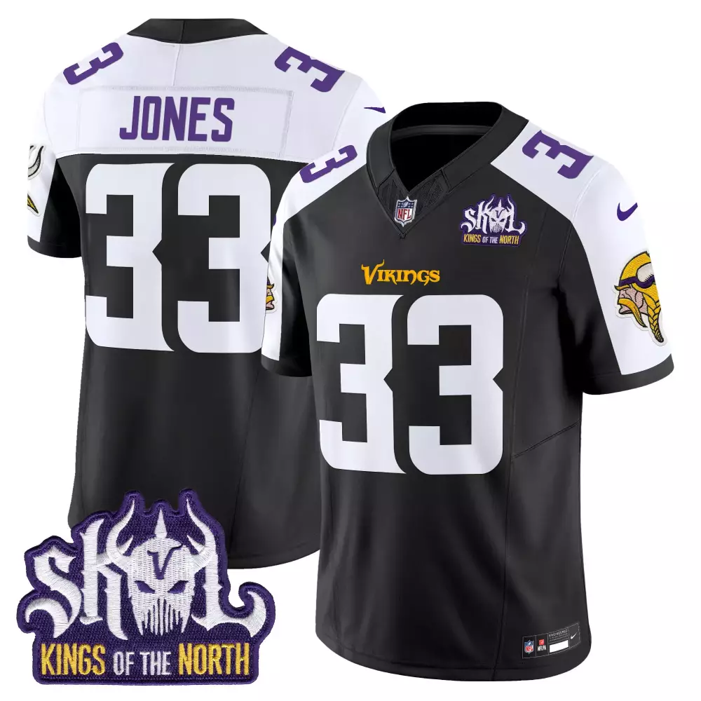 aaron jones black alternate mens minnesota vikings king of the north patch throwback vapor limited jersey v2 all stitche