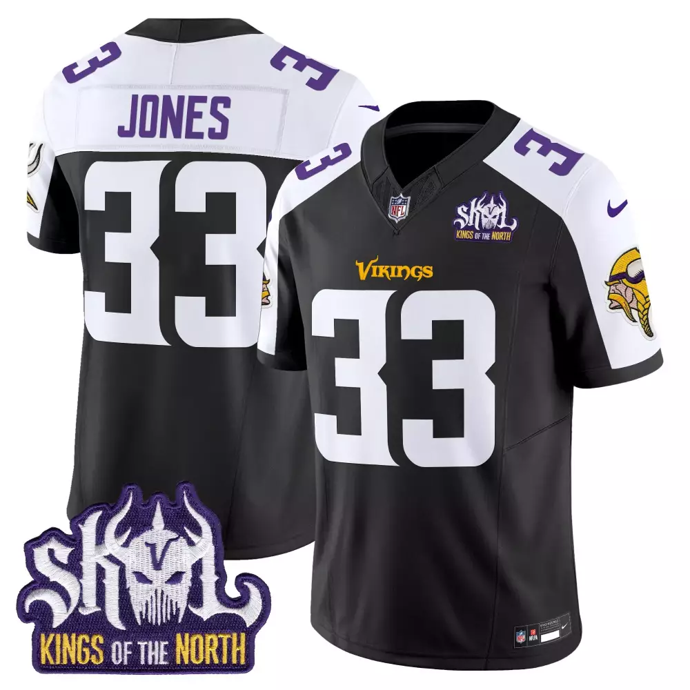 aaron jones black alternate mens minnesota vikings king of the north patch throwback vapor limited jersey v2 all stitche
