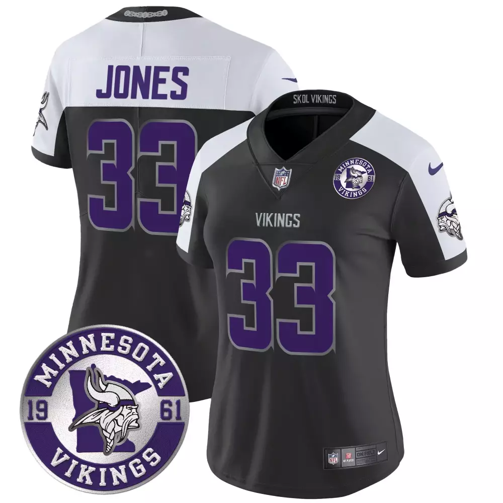 aaron jones black alternate mens minnesota vikings king of the north patch throwback vapor limited jersey v2 all stitche
