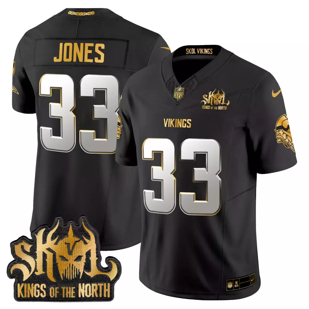 aaron jones black alternate mens vikings 2024 winter warrior skol patch vapor limited jersey all stitched