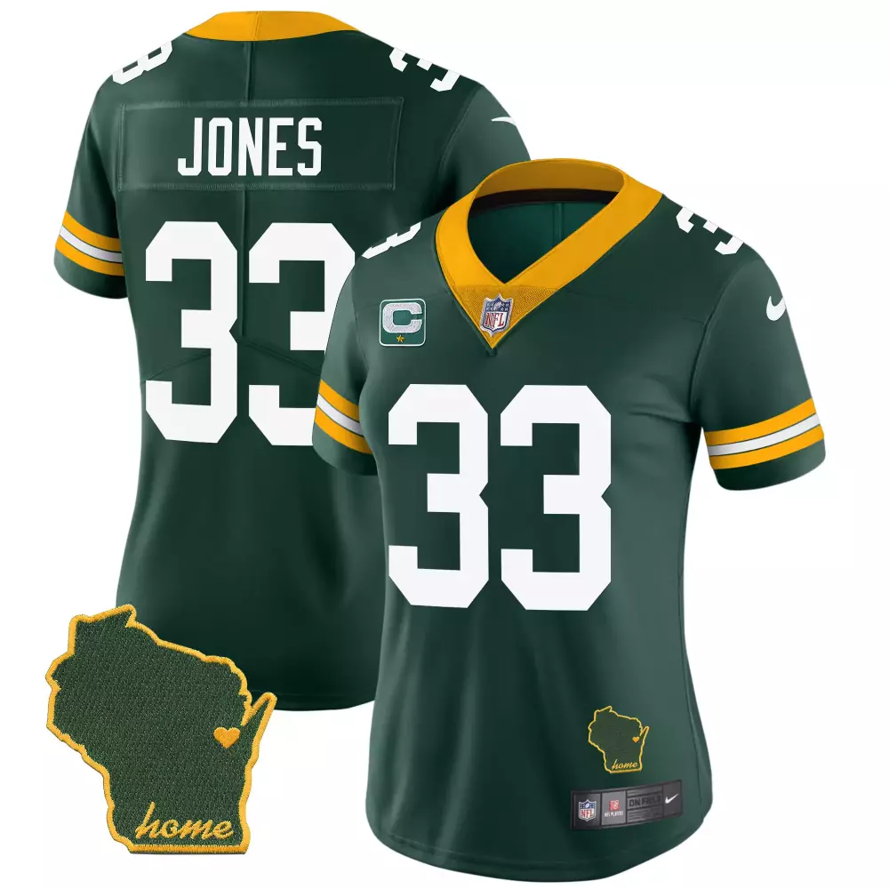 aaron jones green womens green bay packers 13 time world champions home patch vapor jersey all stitched