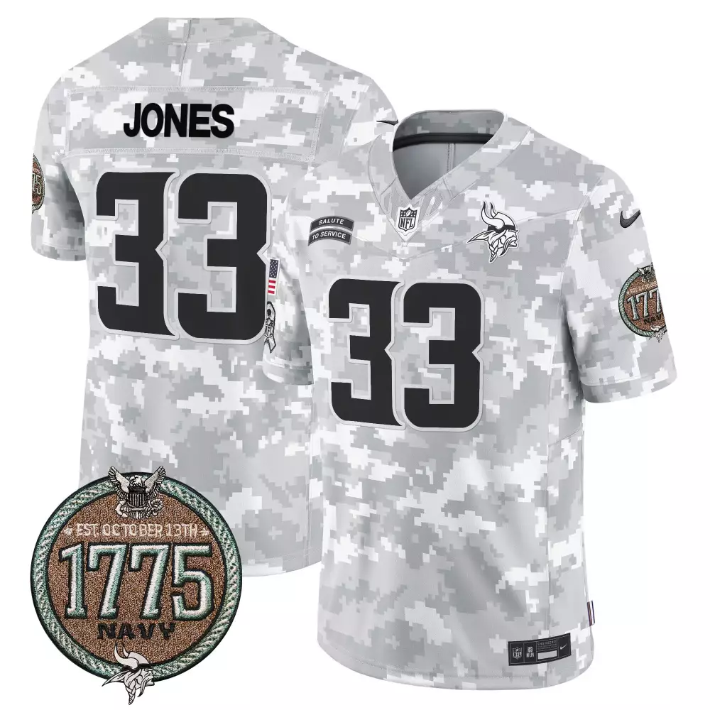 aaron jones marines womens minnesota vikings 2024 salute to service establishment year patch vapor limited jersey all st