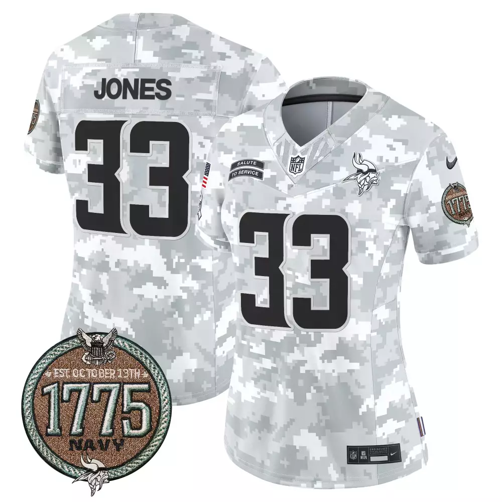 aaron jones marines womens minnesota vikings 2024 salute to service establishment year patch vapor limited jersey all st