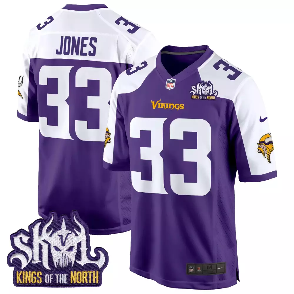 aaron jones purple alternate mens minnesota vikings king of the north patch game jersey all stitched