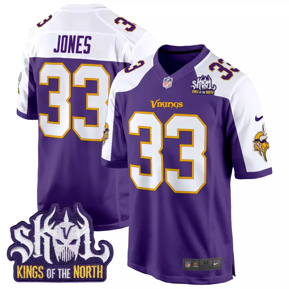 aaron jones purple alternate mens minnesota vikings king of the north patch game jersey all stitched