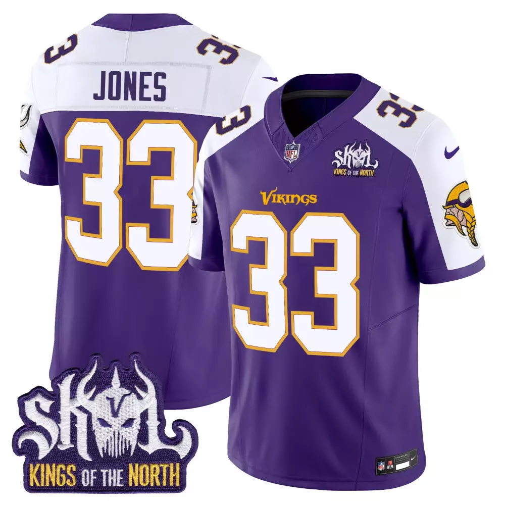 aaron jones purple alternate mens minnesota vikings king of the north patch game jersey all stitched