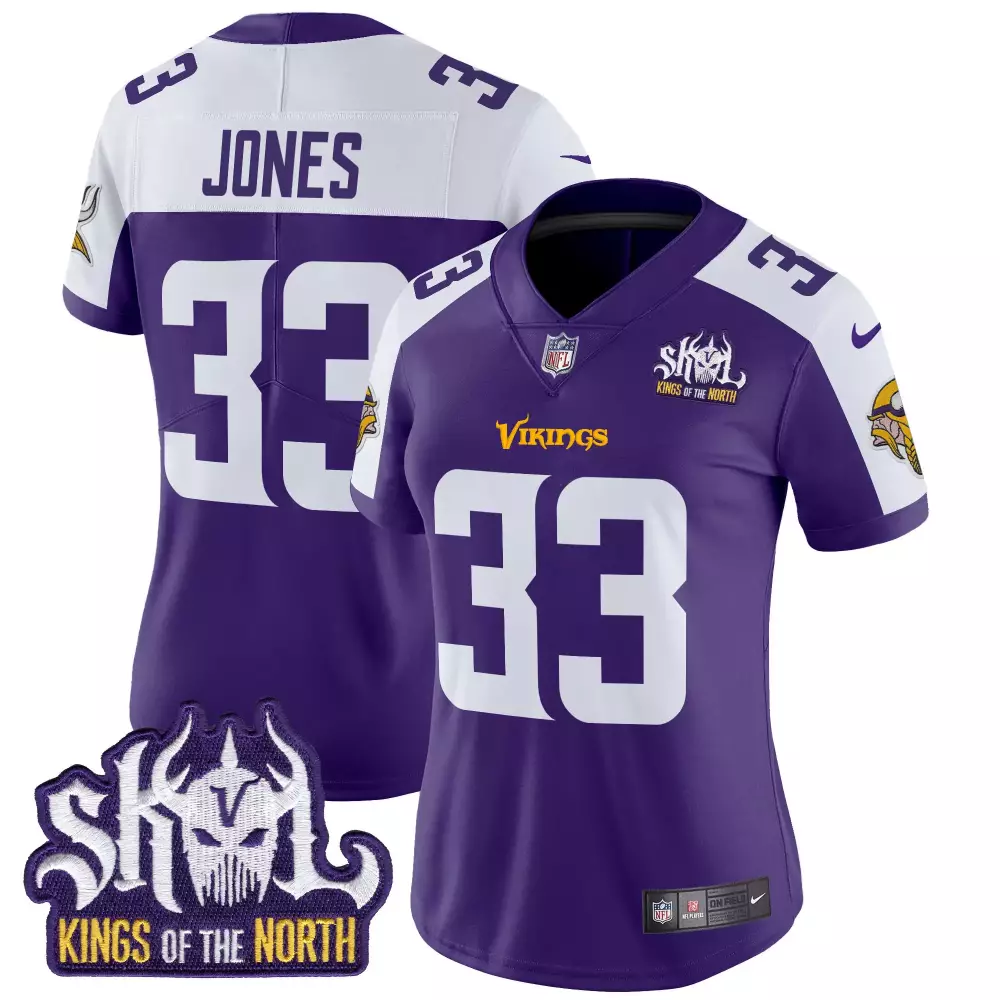 aaron jones purple alternate womens minnesota vikings kings of the north patch vapor limited jersey all stitched