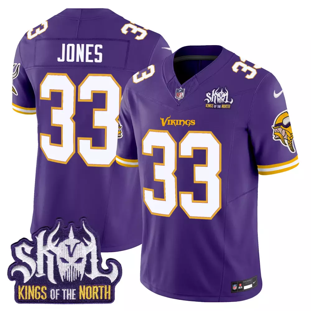 aaron jones purple mens minnesota vikings king of the north patch throwback vapor limited jersey all stitched