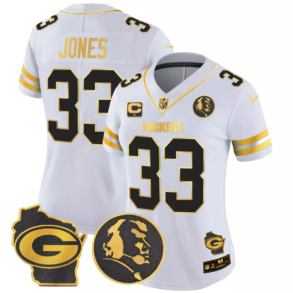 aaron jones white gold mens green bay packers white gold black gold est 1919 patch all stitched